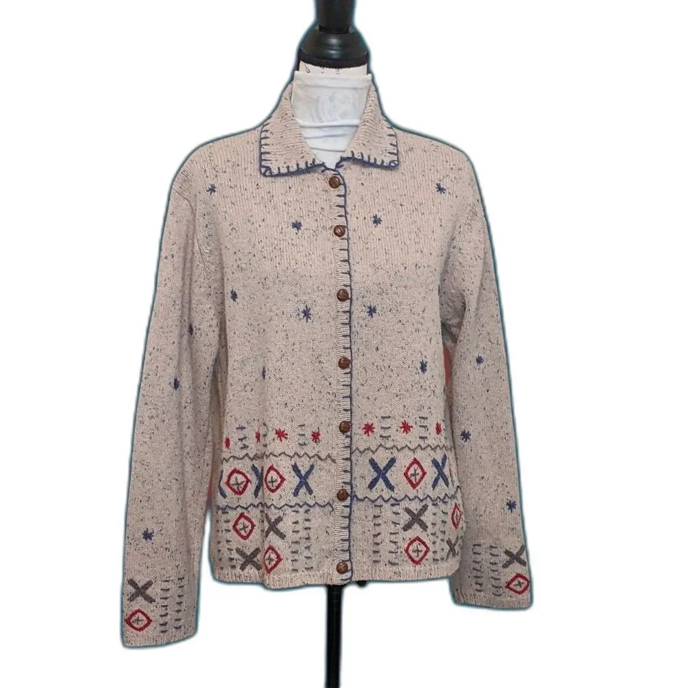 Vintage Cardigan Teacher Academia Grandma Literary Embroidery Cottagecore L
